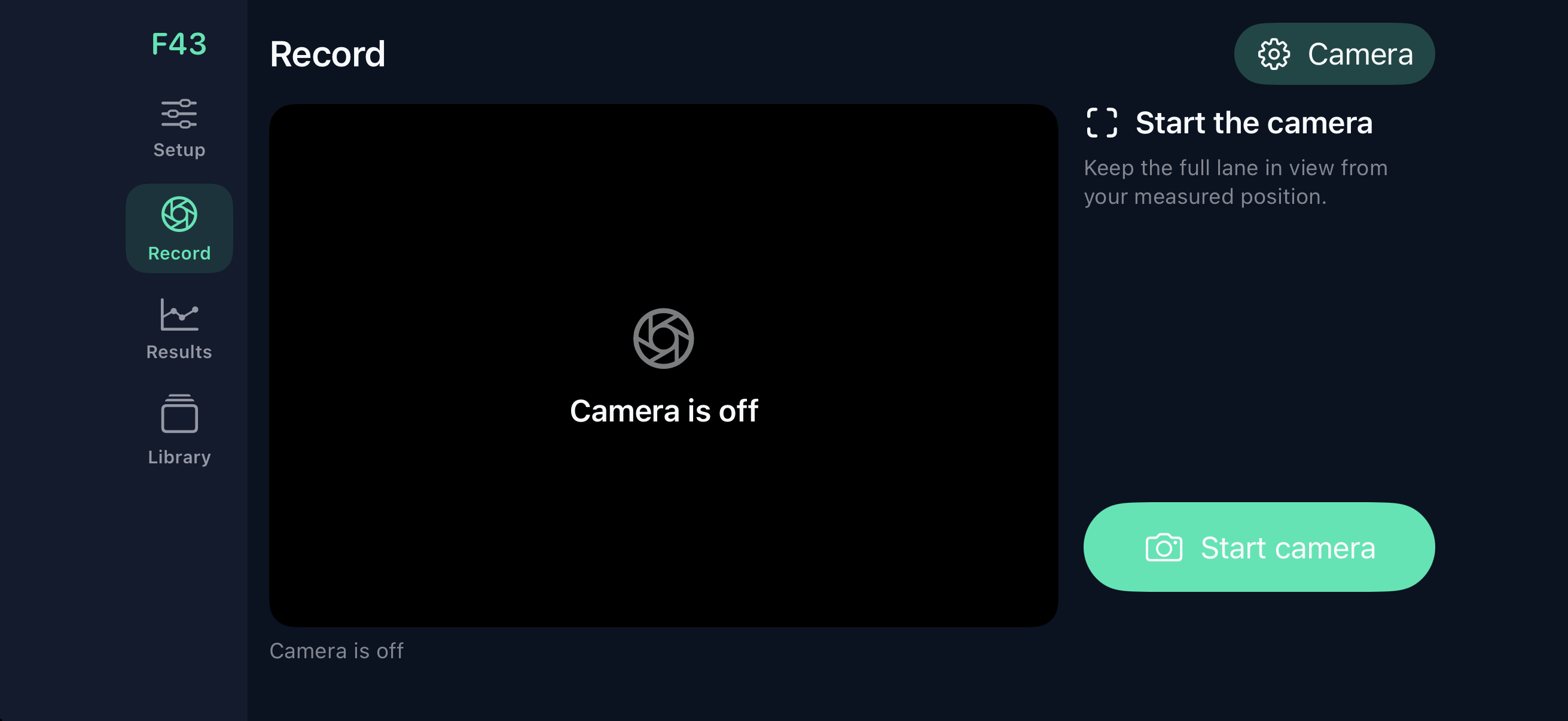 Actual Flight43 Record workspace with camera controls